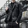 M￤ns p￤ls 2022 Herr Slim Fit Jacket Fashion Solid Color Motorcykel Vinterjackor Chaqueta Hombre Windproof Black Leather S-3XL