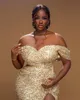 Plus size sexy zeemeermin avondjurken elegant off-the-shoulder lovertjes galajurk hoge split formele feestjurken