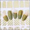 Klisterm￤rken dekaler 1st 3D Gold Bronzing Nail Sticker DIY Hallow Lime Flower Fl Gel Polish Decorations Art Manicure Chad101106 Dr Dhnxw