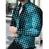 Camisas informales para hombre, camisa abotonada con cuello vuelto a la moda de lujo para hombre, cárdigan de manga larga con estampado 3d de puntos, ropa para hombre