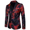 Abiti da uomo Blazer casual primaverili Giacche da uomo con stampa a fiamma Blazer da uomo con bottone singolo per feste / spettacoli