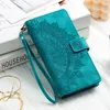 Multifunctional Totem Lace Flower Leather Wallet Cases For iphone 14 Plus Pro Max 13 12 11 XS MAX XR X 8 7 6 SE3 Zipper Cash Money Pocket 8 Card Slot Holder Flip Cover Pouch