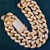 New Trendy 20mm 16inch -24inch 18K Gold Plated Bling CZ Cuban Chain Necklace Punk Hiphop Rapper Jewelry