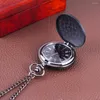 Pocket Watches Vintage Luxury Smooth Matte Black Case Quartz Watch for Men Roman siffra Fob Chain Necklace Pendant Clock Gifts