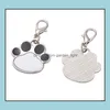 Party Favor Sublimation Chien Patte Porte-clés En Métal Diy P O Porte-clés Mignon Pet Empreinte Suspendue Pendentif Cadeau De Noël Pour Enfant Rra12655 Dr Otr9A