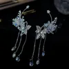 Boucles d'oreilles arrière décoration de cheveux latérale nuptiale zircon mori belle oreille de gaze blanche accrochée accessoires de mariage