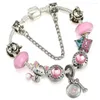 Braccialetti con ciondoli Seialoy perline animali in cristallo rosa Trojan per donne gioielli regalo braccialetto con perline color argento fai-da-te