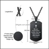 Pendant Necklaces Bible Verse Necklace Cross Stainless Steel Mens Dog Tag Religious Jewelry Black For Chris Sqckwx Queen66 2070 Q2 D Dh8Bk
