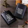 Fiaschetta 8Oz Fiaschetta in acciaio inossidabile Lettera inglese Nero Personalizza Boccale portatile da esterno Boccale di whisky Pentola per vino Bottiglia di alcol D Dh1Ku