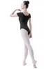 Stage Wear Adulte Femme Ballet Formation Costume À Manches Courtes Justaucorps Dentelle Élastique Gymnastique Body Pour Femmes Dancewear W22187