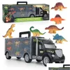 Science Découverte Éducation Jouets En Plastique Dinosaure Avec 6 Dinosaures Transporteur De Camion Jouet Collecté Voiture Animaux Véhicule Drop Delivery G Dhzx2