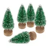 Christmas Decorations 5pcs Decorated Small Tree Cedar Pine On Sisal Silk Blue-green Gold Silver And Red Mini Ornaments