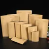 11 tailles Brown Kraft Paper Stand-Up Bags Heat Sealable Refermable Zip Pouch Inner Foil Food Storage Packaging Bag With Tear Notc