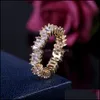 Band Rings Fashion Gold Zircon Simple High Quality Finger Ring Wedding For Women Jewelry Party Gifts Wholesale Drop Delivery Otr0W