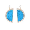 Orecchini pendenti Blu Marrone Semicerchio Pietra naturale Geometrica Shopping online India Moda Grandi donne Gioielli vintage