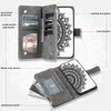Multifunction Flower Flip Cases For Samsung S23 Ultra S22 Plus S21 FE A04 4G A14 5G A53 A33 A32 A22 A13 A12 Totem Lace Leather Wallet Zipper Card Slot Holder Cover Pouch