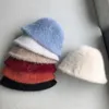 Fashion Rabbit Fur Hats Hats dla kobiet w stylu solidny kolor rybakowy fisherman żeński zima na świeżym powietrzu trzymaj ciepło pluszowy casual cap