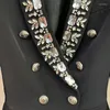 Kvinnors kostymer XFPV 2022 Fashion Designer Jacket Women's Diamonds Strass Beading Double Breasted Shawl Collar Blazer SM1466