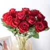 Simulation flowers roses single Valentine's Day home wedding decoration fake artificial hand feel velvet roses