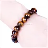 Beaded Mens Fashion Natural Tiger Eye Beads Matte Onyx Stone Woven Bracelet Bangles Healing Nce Prayer Women Men Jewelry Wholesale D Ot2Ab