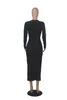 Sexig Midi Dress Women 2022 Black Mesh Cross V Neck Long Sleeve Slim Vestidos för Evening Party Club Holiday S-2XL