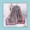 Scarves Female Silk Square For Women Neck Wrap Hair Band Elegant Floral Print Headband Foard Lady Handkerchief Drop Delivery Fashion Ot1G2