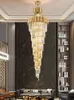 Ljuskronor El Theatre Villa stor ljuskrona Lysande lyxigt rostfritt stål Multi-skikt Top Long Crystal Lamp vardagsrum Lustres