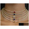 Ожерелья с подвесками Iced Out Tennis Chains Choker Luxury Gold Sier Fashion Pink Yellow Bling Горный хрусталь Воротник Ожерелье Ювелирные изделия для вечеринок Dhzgr