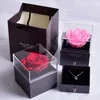 Favor Favor Favor Eterno Flor Acrílica Caixa de jóias Real Rose Draw Box Colar Ring Ring Lover Christmas