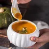 Ciotole Cena in ceramica Forma di zucca Zuppa Bacini Pasticceria Vassoio da dessert Ristorante creativo Stoviglie speciali con coperchio Insalata