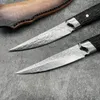 VG10 Damascus Straight Knife Handmade Nordic Style With Leather Sheath Camping Outdoor Hunting Cutter Utility EDC self defense tool Pocket Knives