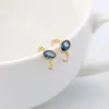 Boucles d'oreilles cerceau mode ovale bleu Zircon boucles d'oreille Simple irrégulière géométrique pour les femmes 925 bijoux en argent Sterling accessoires