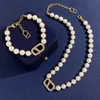 Clásico cultivado collar de mujer perla diamante en V letra colgante pulsera pendiente señora conjuntos de joyería boda fiesta de cumpleaños regalos VLTS3 --03