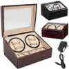 6 4 Automatic Watch Winder Box PU Leather Watch Winding Winder Storage Box Collection Display Double Head Silent Motor250n223g