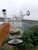 Black Glass Water Recycler Bong Hookahs Oil Dab Rig Rotary Percolators Pipe för rökning med 14 mm fog