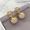 Luxury Pearl Earring Designer Jewelry For Women Gold Love Earrings Letter Dangle Ear Rings F Hoops Chram Piercing Aretes With Box Bracelet