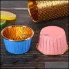 Cupcake 50 pezzi Involucri Crim Muffin Cases Cake Liner Bicchieri di carta patinata color argento dorato Resistente al calore Stampo da forno Torte Forniture Drop Deliv Dhfoq