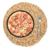 Table Mats Est 4pcs Natural Water Gourd Woven Placemat Round Rattan Mat Pad Green Tropical