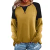 Women's T Shirts Womens Polyester Spandex Shirt Women Fashion Long Sleeve Round Neck Top Stitching Pullover Casual Loose Fit