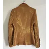 Kvinnors kostymer Fashion Designer Jacket Kvinnor Lion Metal Button Double Breasted Slim Montering Shimmer Gold Blazer Y1187