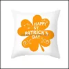 Travesseiro de travesseiro St. Patricks Day Throw Ers 18 x polegadas Shamrock Peach Skin Cushion ER Irish Proasswase Cerveja Decora￧￣o para Sof￡ Drop De Dh6vf