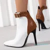 Boots Autumn And Winter Women's Ankle Color-blocking Snake Pattern High-heeled Fashion Party