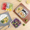 Dinnerware Sets Square Bento Box Fresh Keeping Glass Sealed Lunch Oven Microwave Portable Rice Bowl Multisize Storage Containers