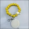 Party Favor Diy Perlé Bracelet Porte-clés Pendentif Ballon De Sport Football Baseball Basketball Perle En Bois Rre13643 Drop Delivery Home Gard Otqtc