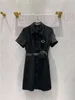 Casual Dresses designer Women Dress Sleeveless Denim Shirt For Spring Summer Outwear Style With Budge Letter Lady Slim Belt Pleated Skirt Button Zipp GYKR