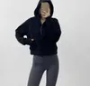 Lu Scuba Half zip Hoodie Womens Yoga Suit Suges Lululenmens Witedshirt Sweatshird Ladies Gym Sportswear Outdoor Sports Hoody سميكة طويلة الأكمام مع الصوف