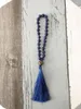 STRAND 8MM LAPIS LAZULI BRACKET HAND Knoopte Mala Mini Rosarissen Ygoa Armbanden Helende kralen Energy Gebedgeschenk voor vriend