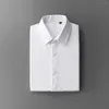 Men's Casual Shirts Embroidery Collar Mens Plus Size 4xl Solid Color Long Sleeve Dress Camisa Masculina Man