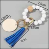 Party Favor Wood P￤rlade armband Keyring Sile Beads Keychain Handbag Pendant For Women Monogrammed Grave Wooded Chip Crafts RRB1 OT0P5