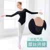 Stage Wear Vêtements de danse pour enfants Pratique Filles Dentelle Couture Combinaison Noir À Manches Longues Costume De Ballet Chinois